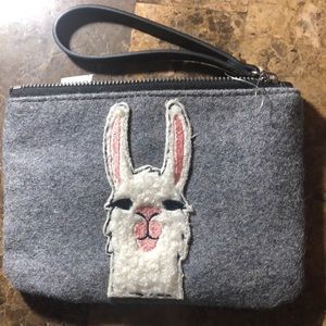 Old navy gray llama wristlet